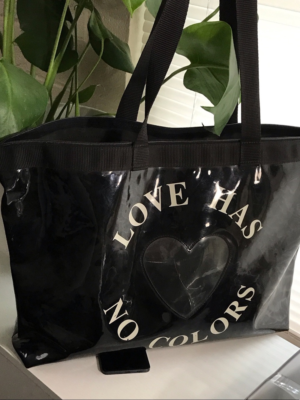 Love Moschino Black Patent Heart Window Tote